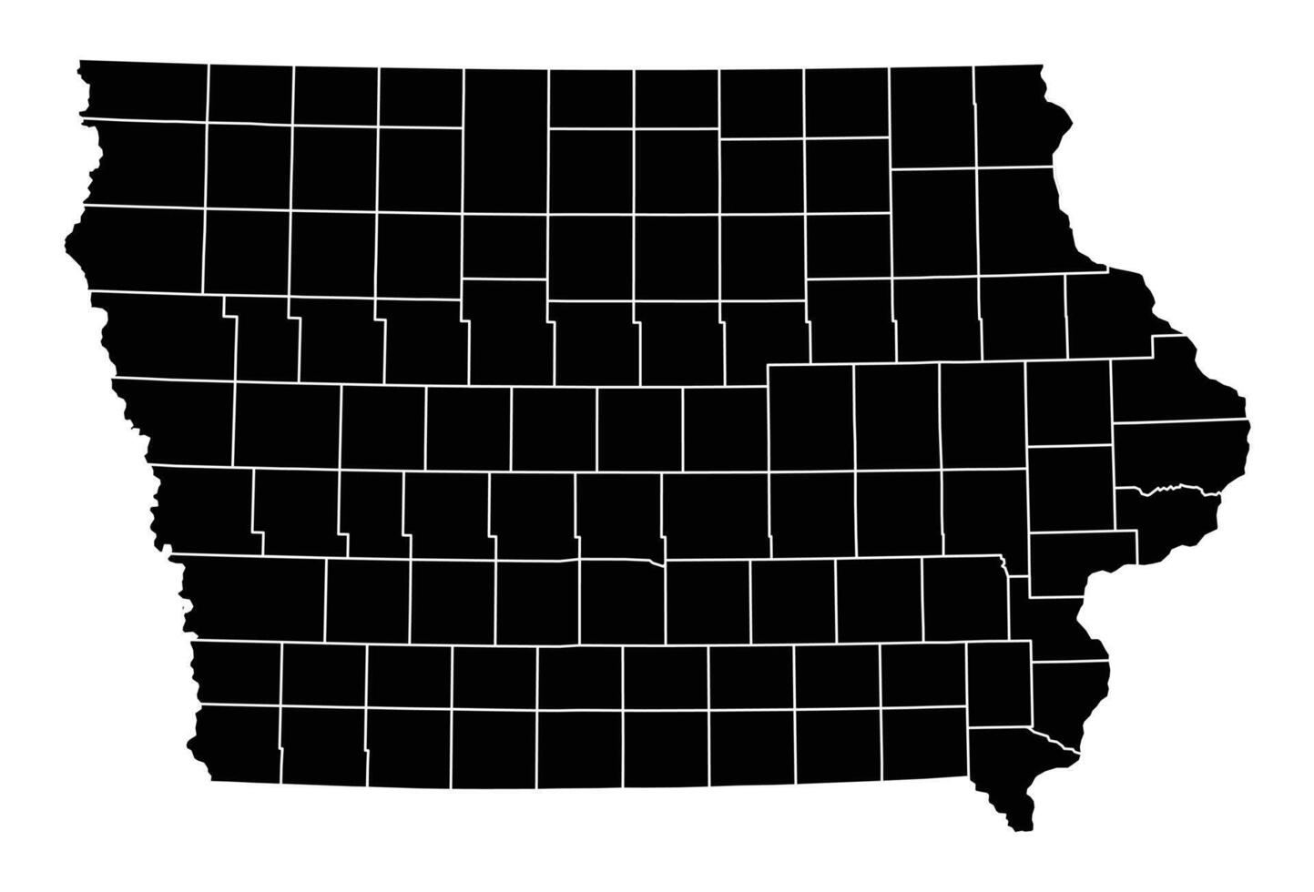 Iowa Black Administrative Map vector