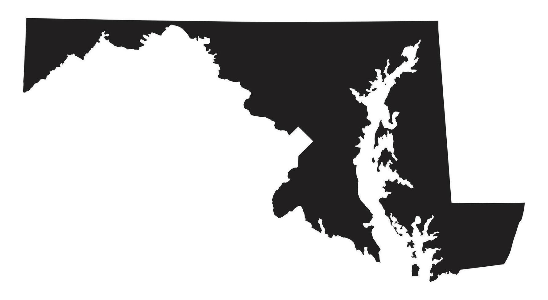 Maryland Map Black On White Background vector