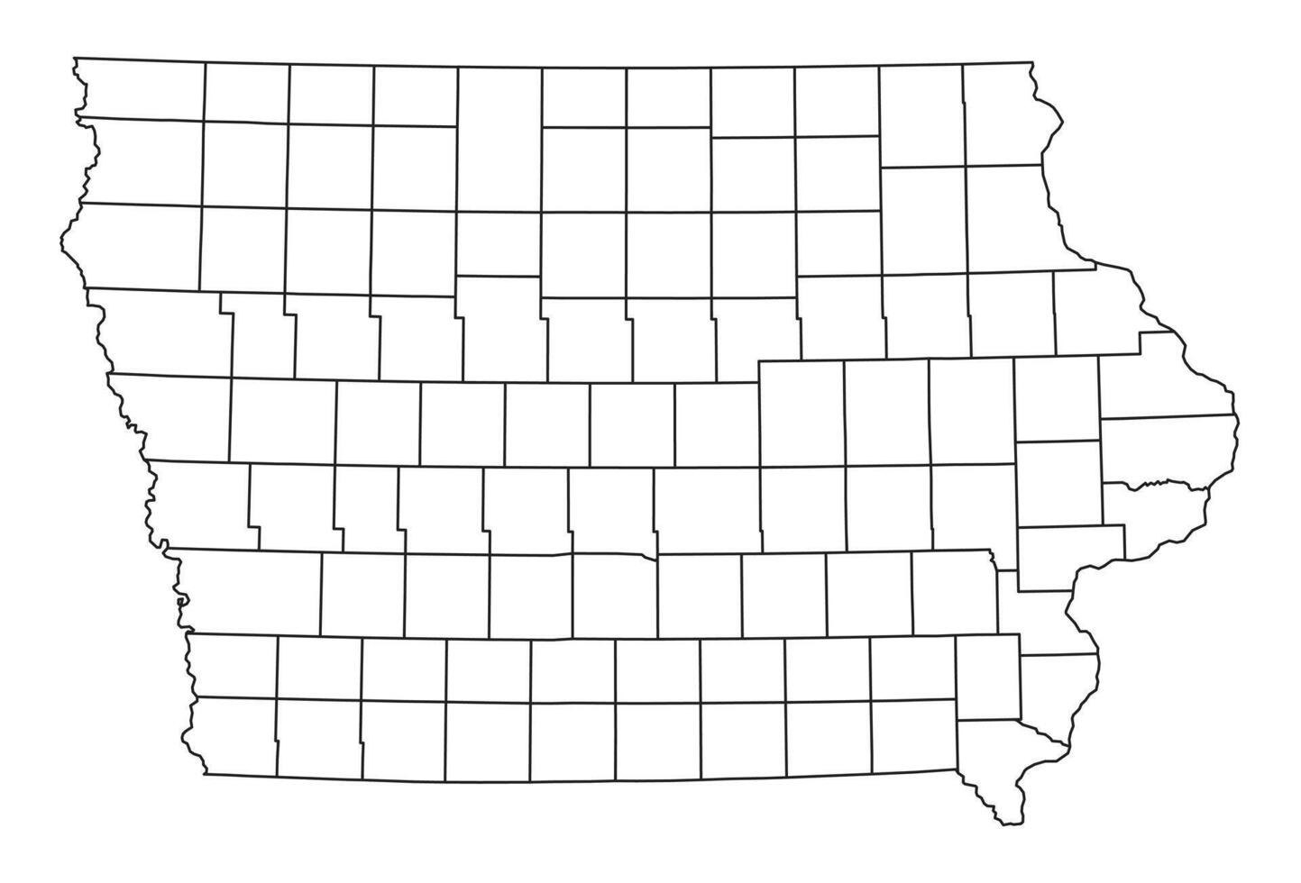 Iowa Outline Administrative Map vector