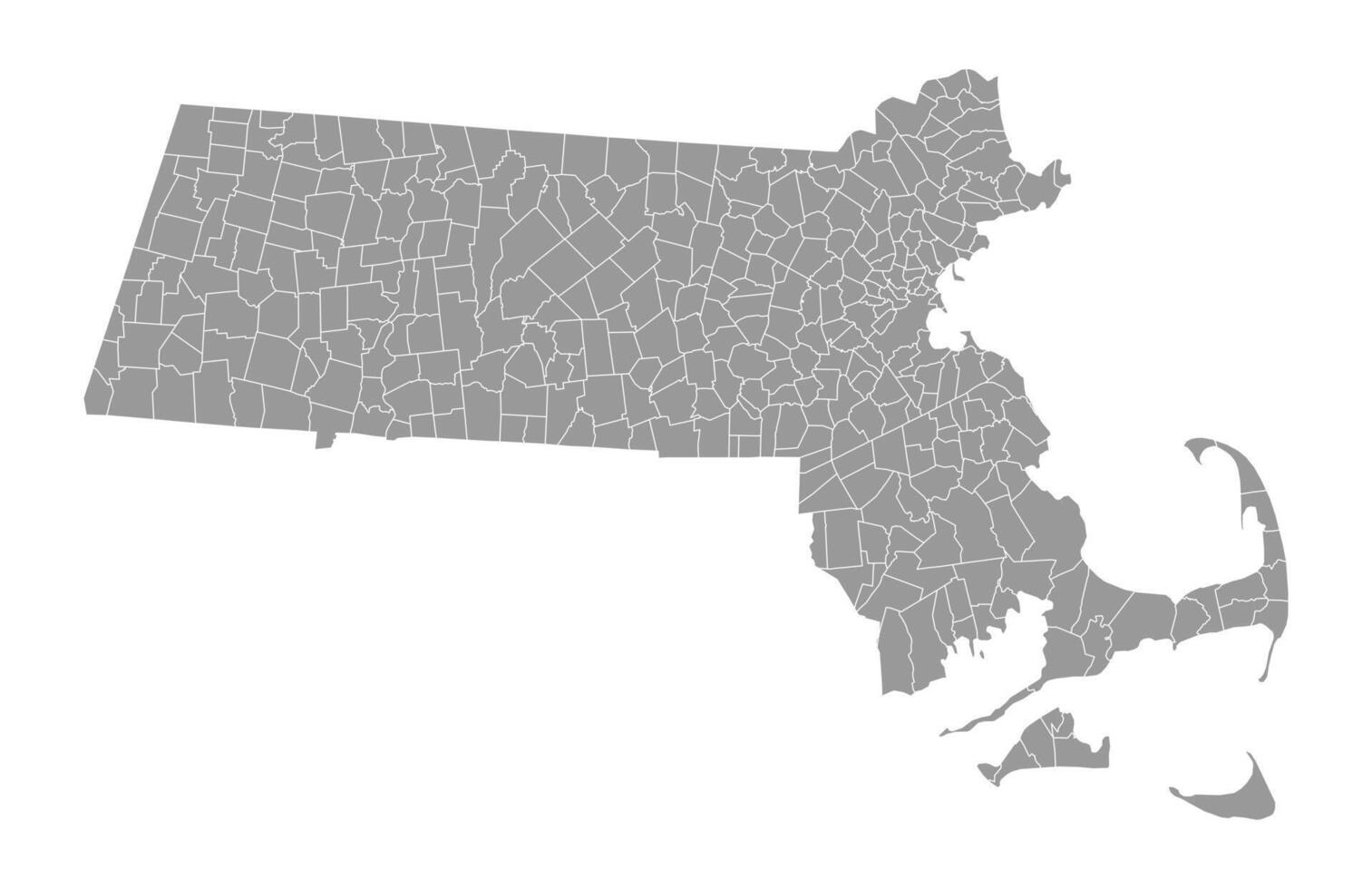 Massachusetts Grey Administrative Map vector