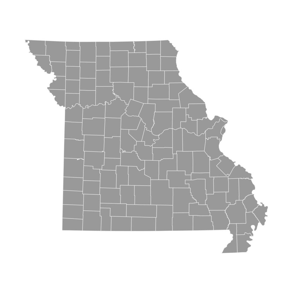 Missouri Grey Administrative Map vector