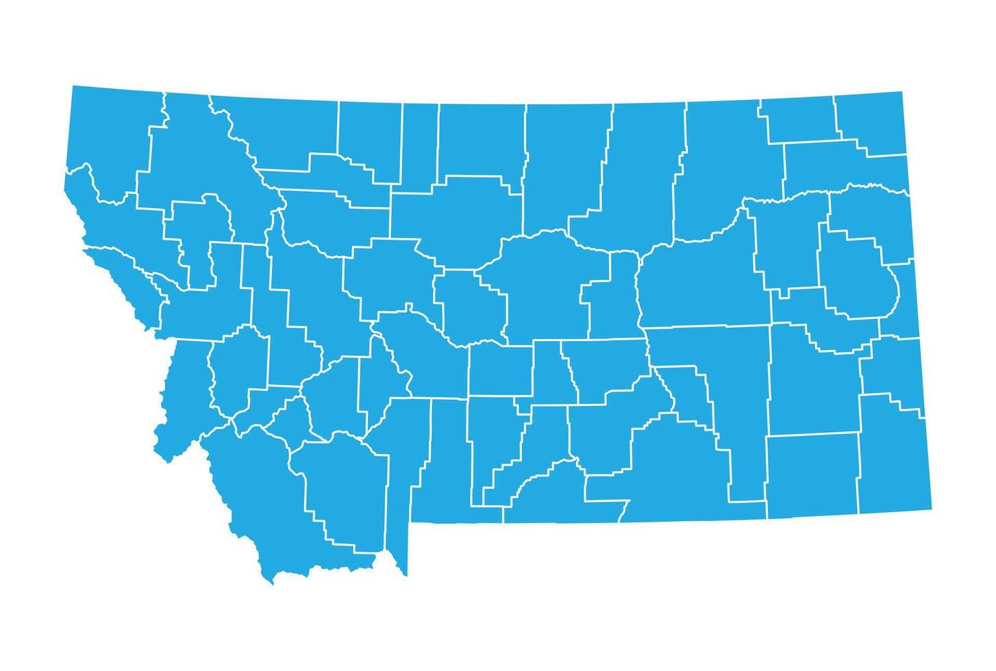 Montana Blue Administrative Map vector