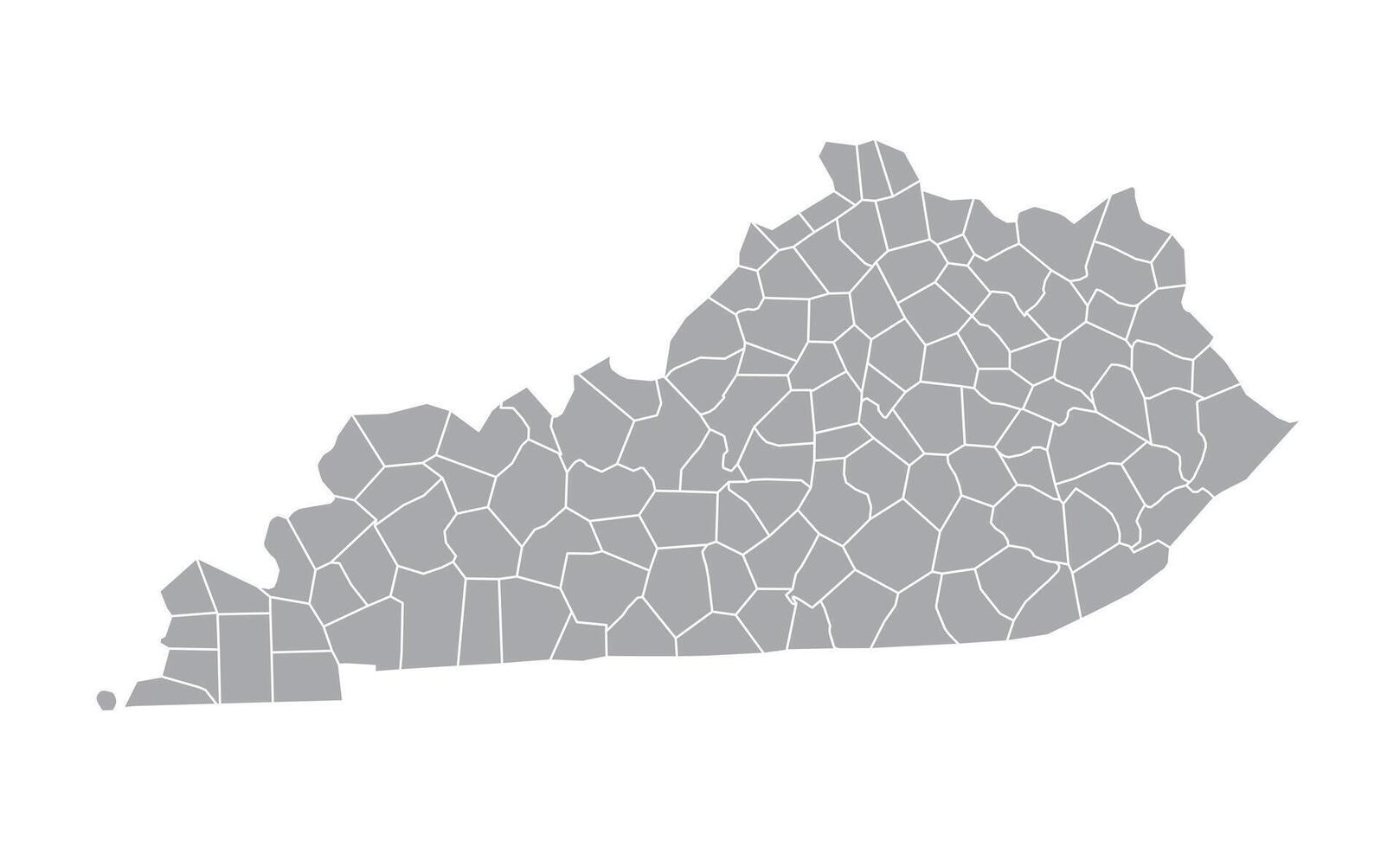 Kentucky Grey Administrative Map White Isolated Background vector