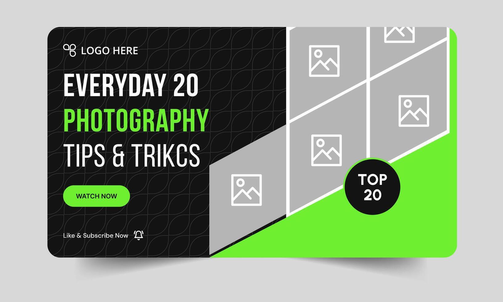 Best photography tips and tricks thumbnail banner design, daily photography learning tips and techniques cover banner design, editable eps 10 file format vector