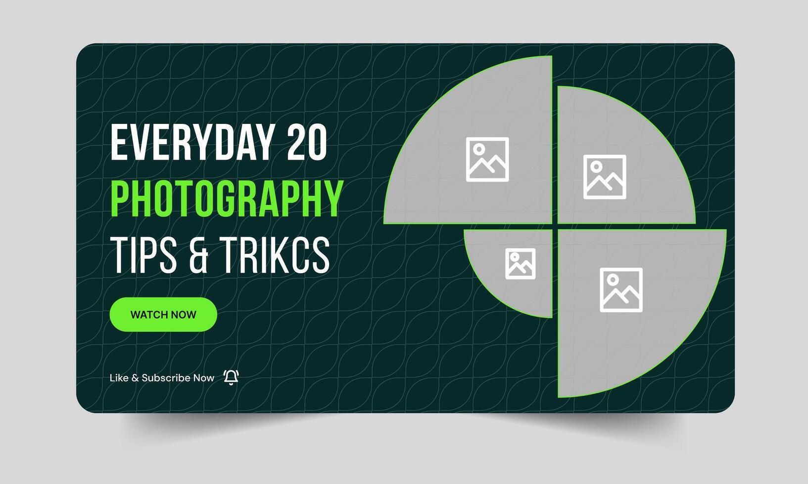Daily photography tips and tricks thumbnail banner design, daily photography learning tips and techniques cover banner design, editable eps 10 file format vector