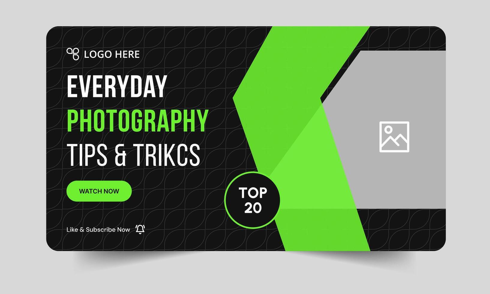 Trendy daily photography tips and tricks thumbnail banner design, daily photography learning tips and techniques cover banner design, editable eps 10 file format vector