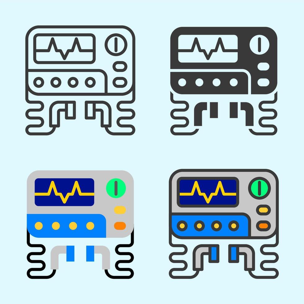 Flat monitor icons with heartbeat line, modern and stylized for ICU or emergency context, ideal for health app interface or medical dashboard. vector