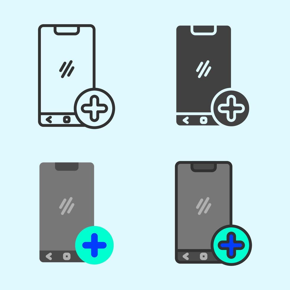 Smartphone icon with cross button symbol, flat style design showing access to medical apps, ideal for UI interfaces, health dashboards, or telemedicine service promotion. vector