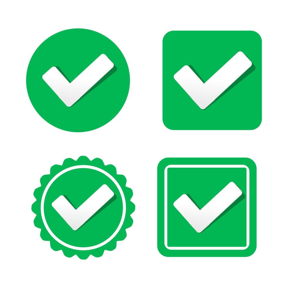 Tick Mark Set , Verified, Confirmed, Success Buttons Collection vector