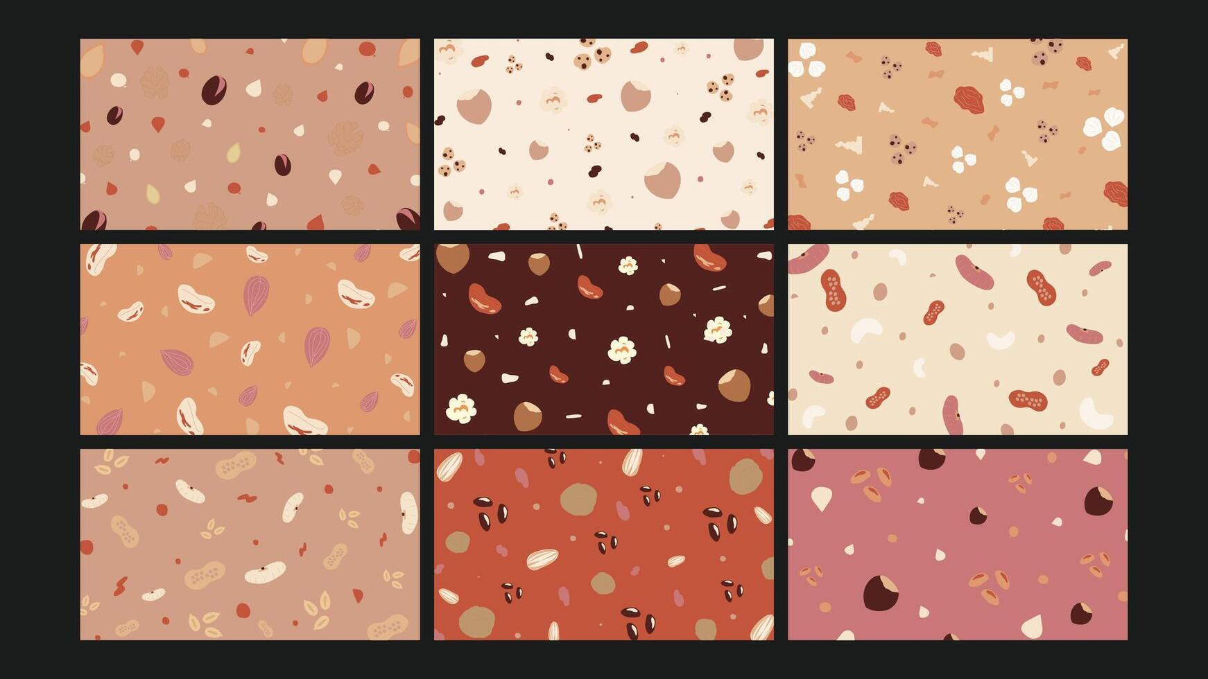 Nuts and Snacks Background Set vector