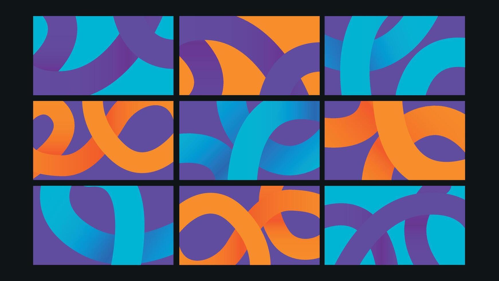 Vibrant Curly Abstract Line Element Background Set vector