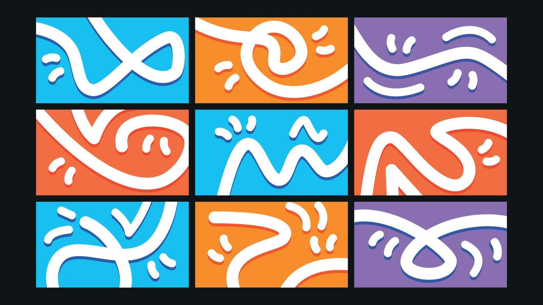 Playful Spiral and Scribble Line Background Set vector