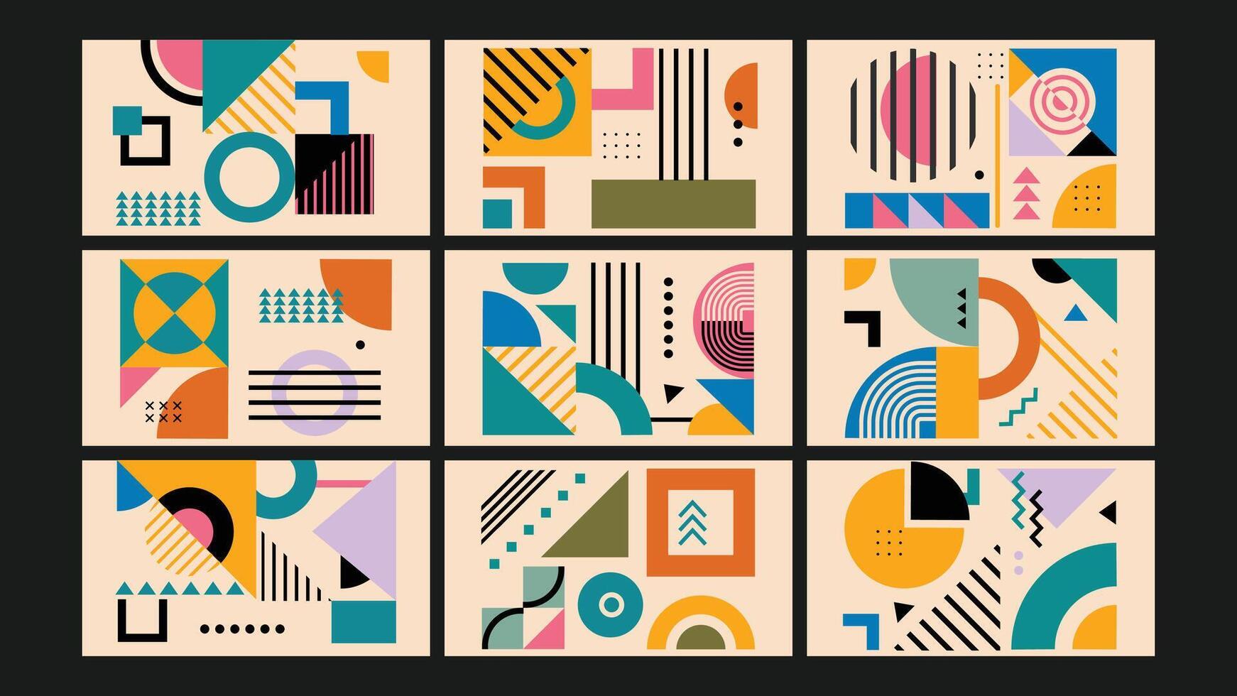Vibrant Abstract Geometric Background Set vector