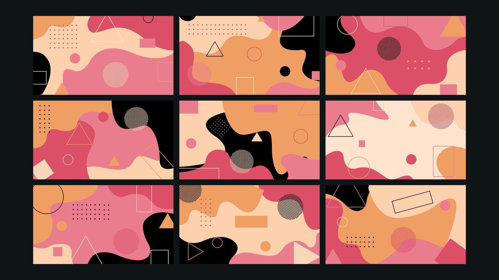 Abstract Retro Memphis Background Set vector