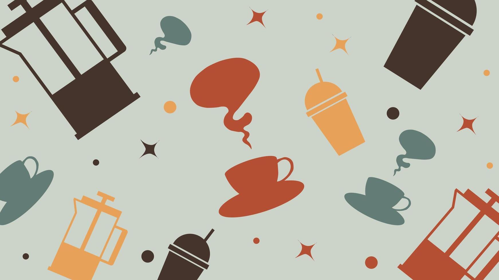 Coffee Press and To-Go Cups Background vector