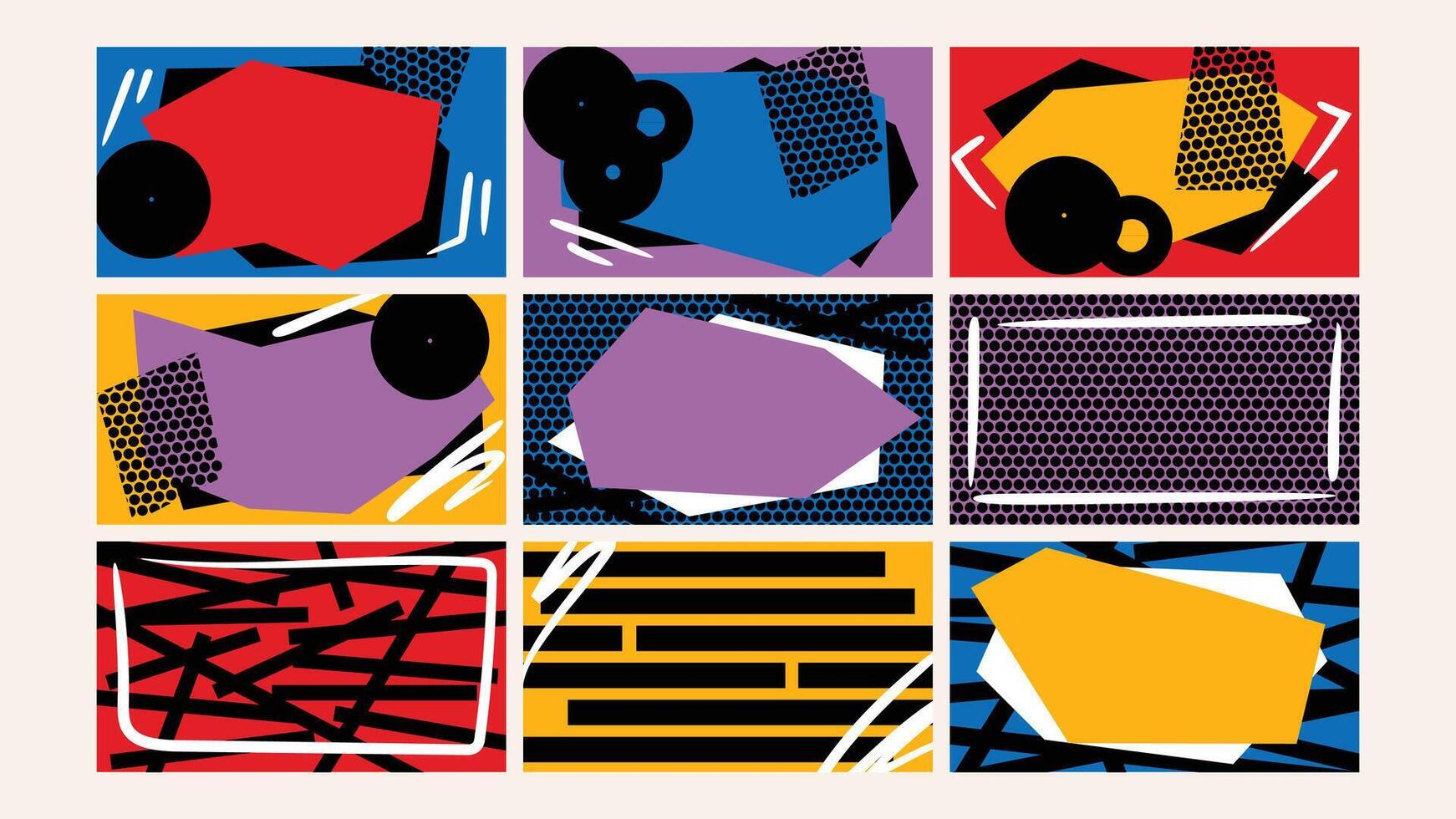 Comic Style Abstract Geometric Art Backround Set vector