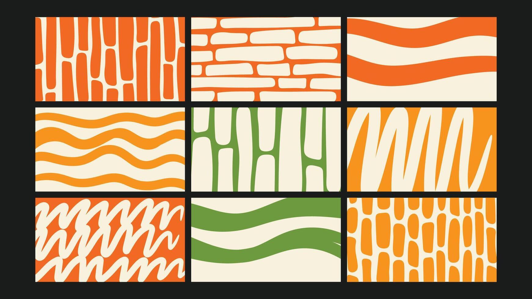 Wavy Hand-Drawn Artistic Elements Background Set vector