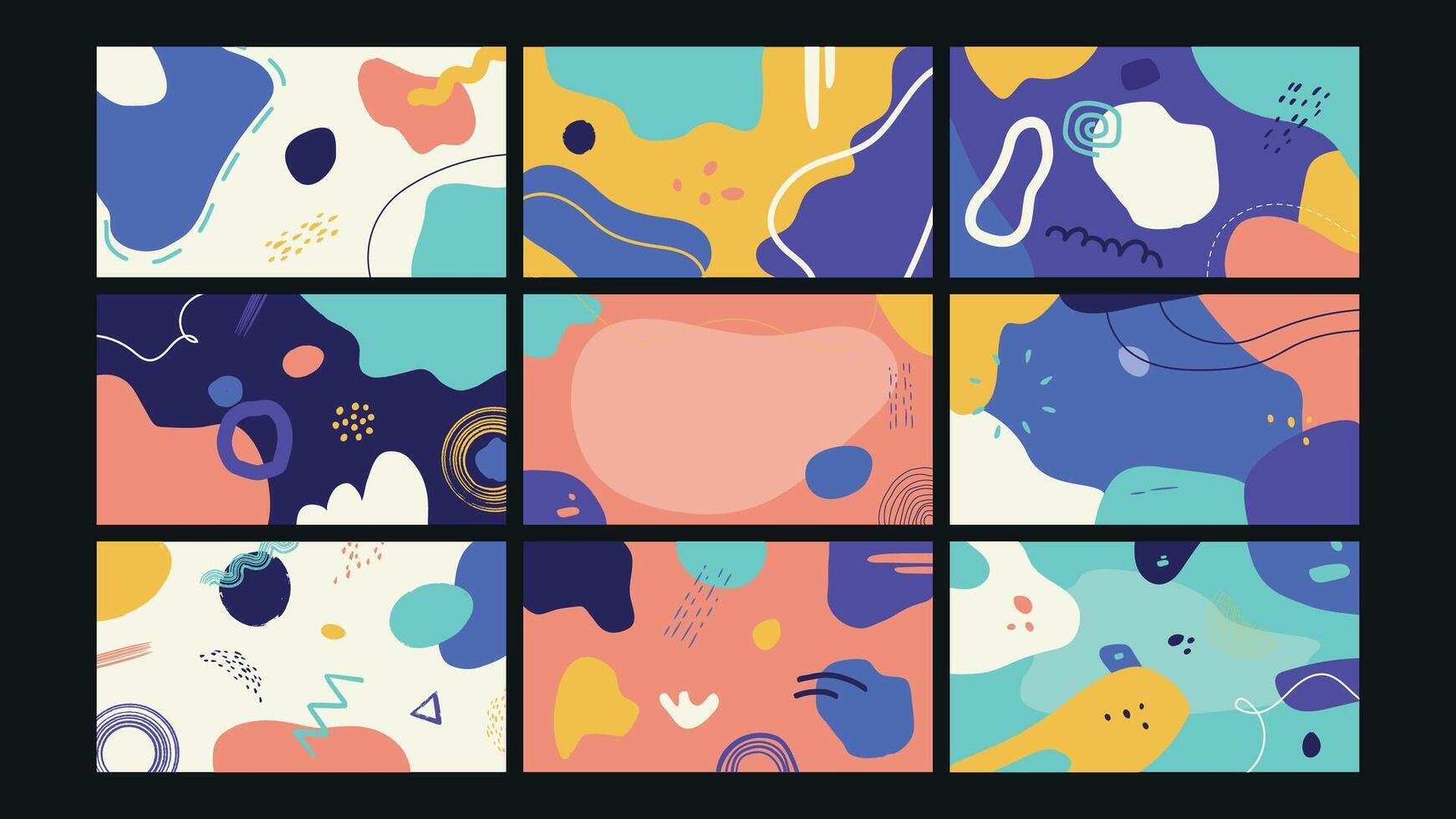 Vibrant Abstract Memphis Background Set vector