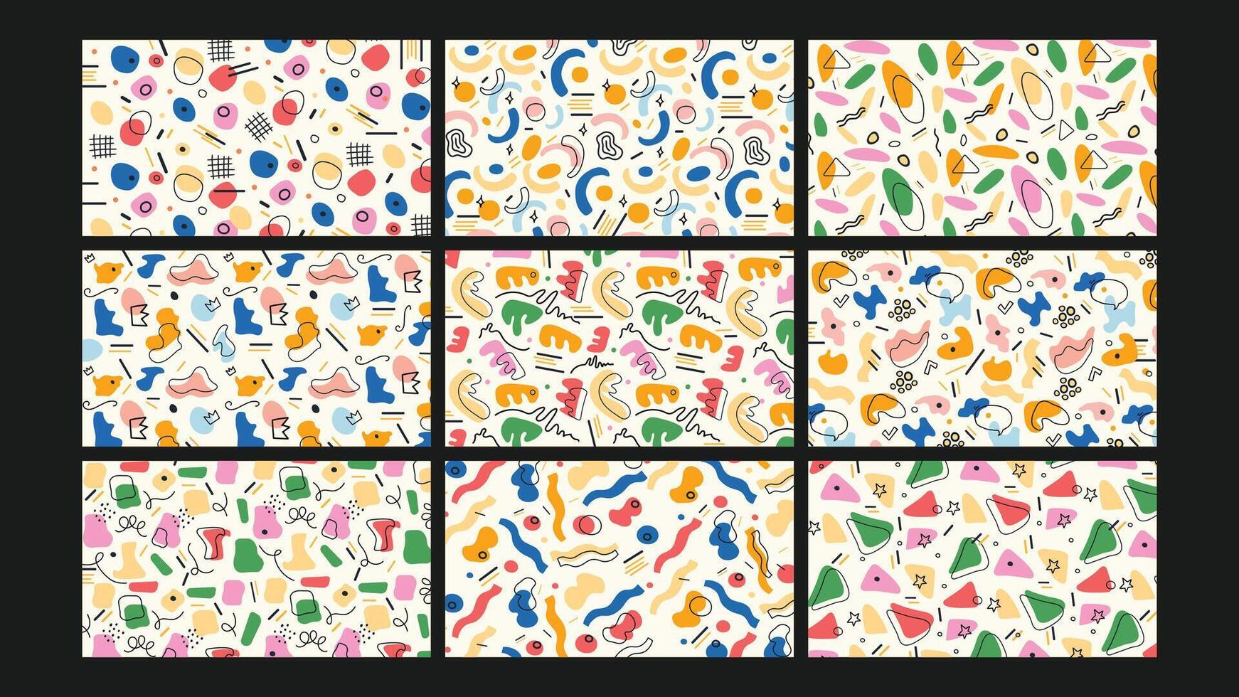 Retro Memphis Style Abstract Background Set vector