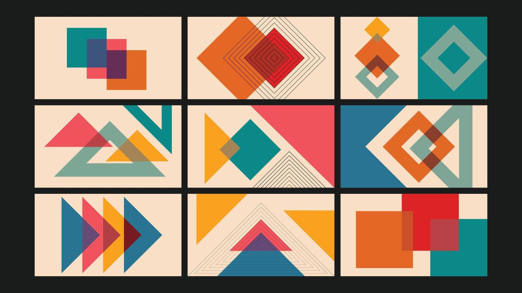 Colorful Triangle Geometric Overlay Background Set vector