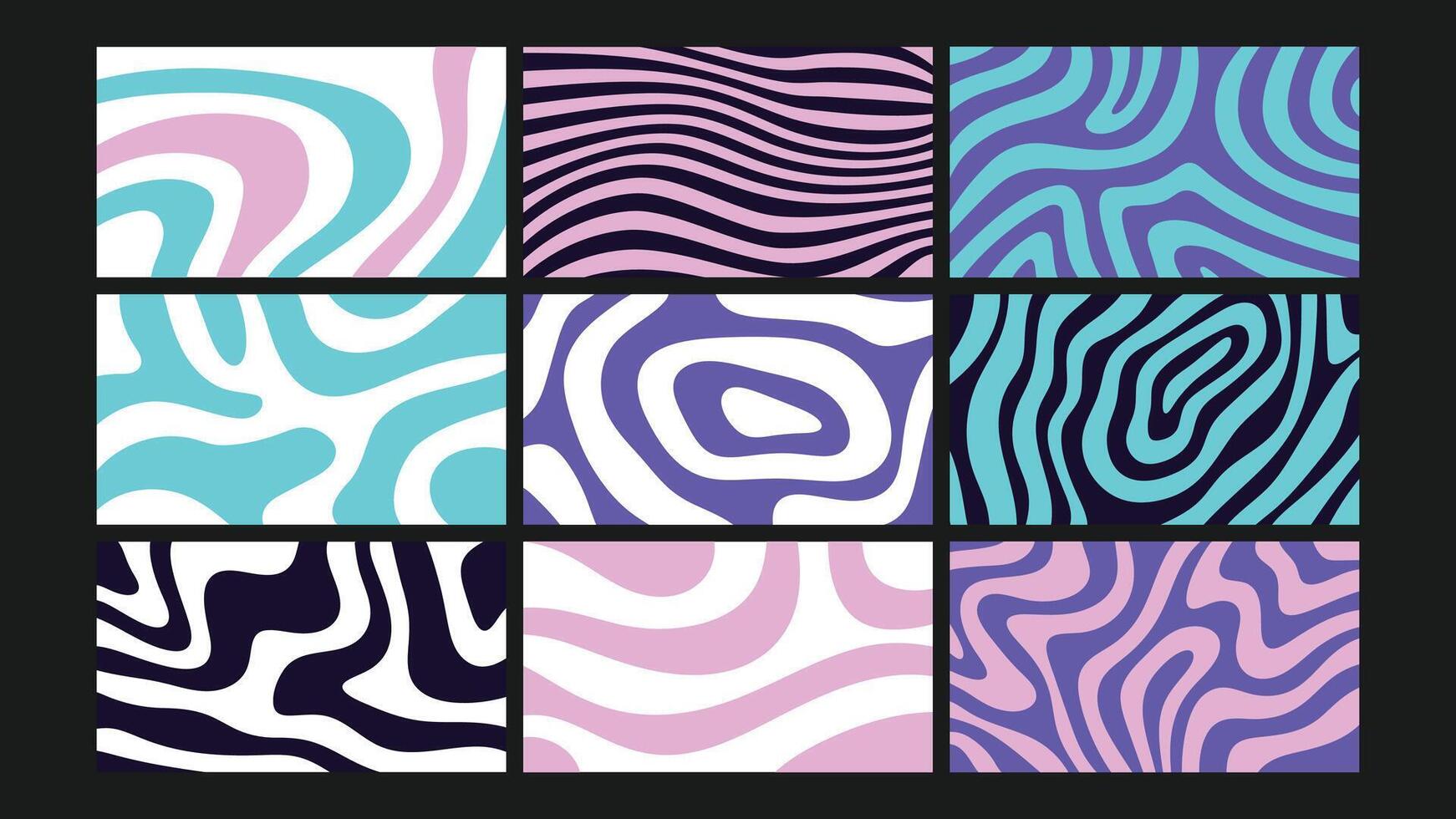 Funky Retro Doodle Style Background Set vector