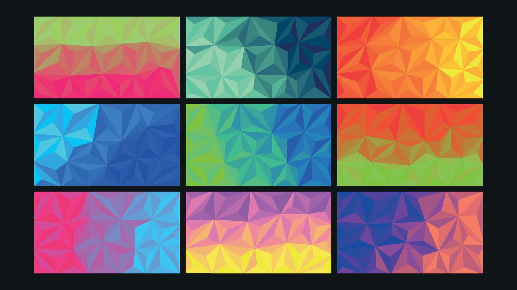 Colorful Low Poly Triangle Background Set vector