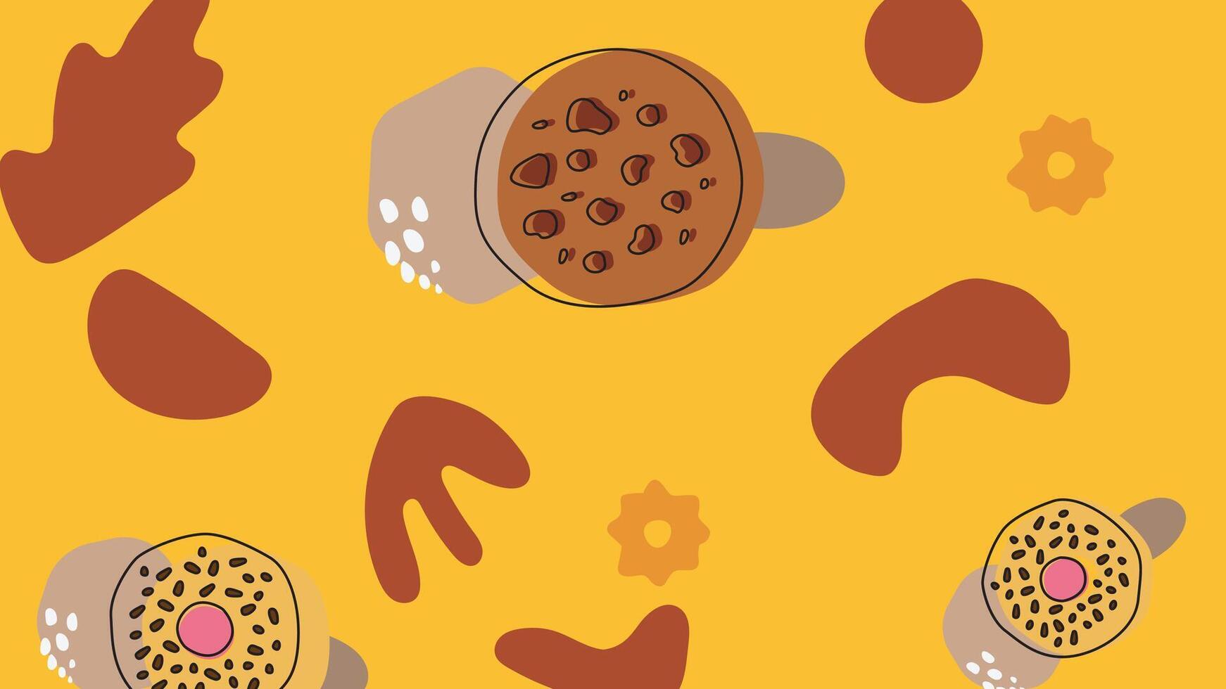 Red waffle and candy dessert background vector