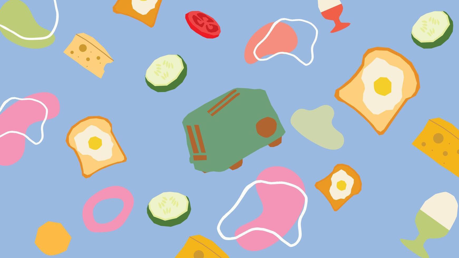 Toaster and toast morning meal background vector