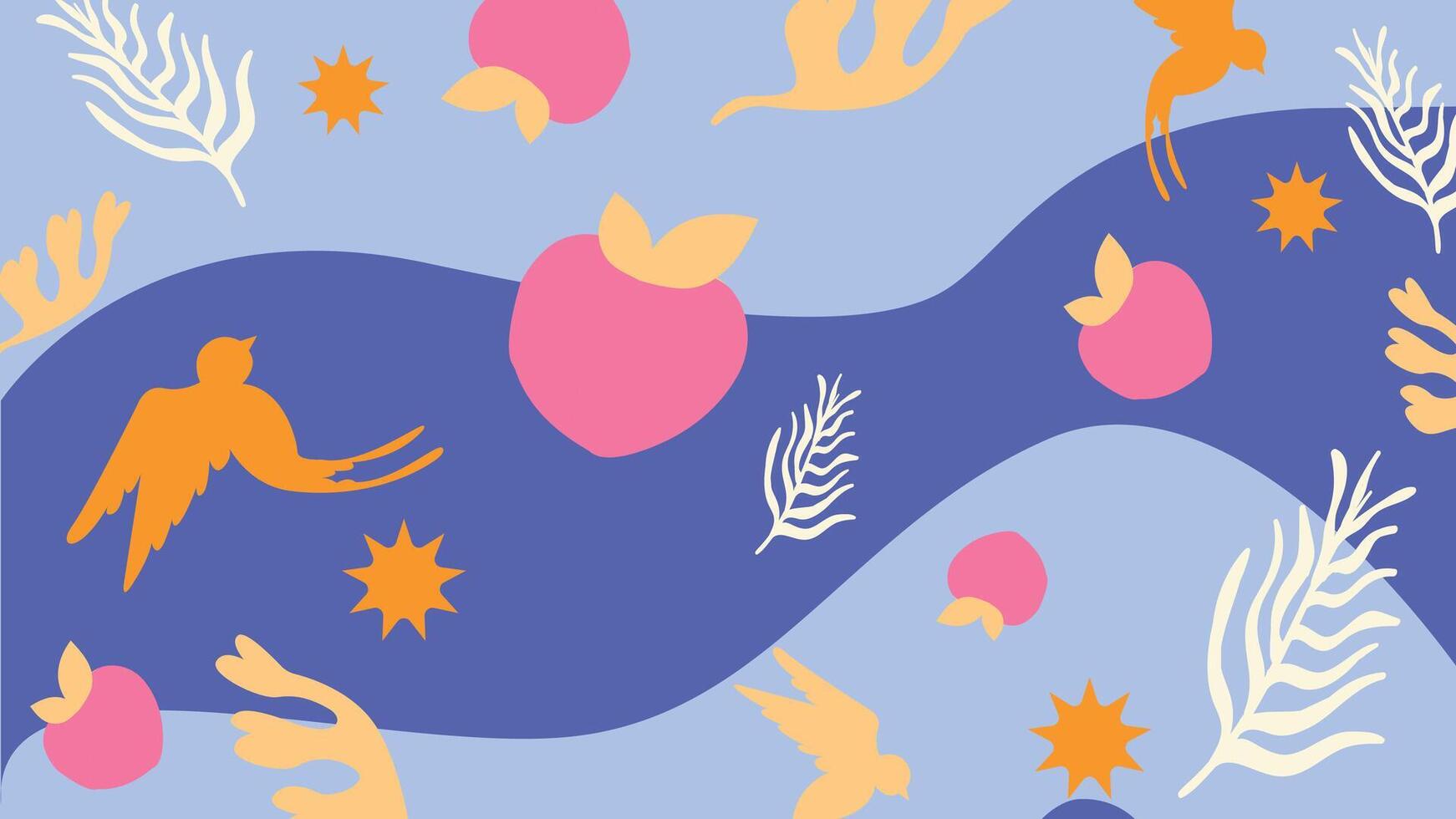 Peach bird summer background vector
