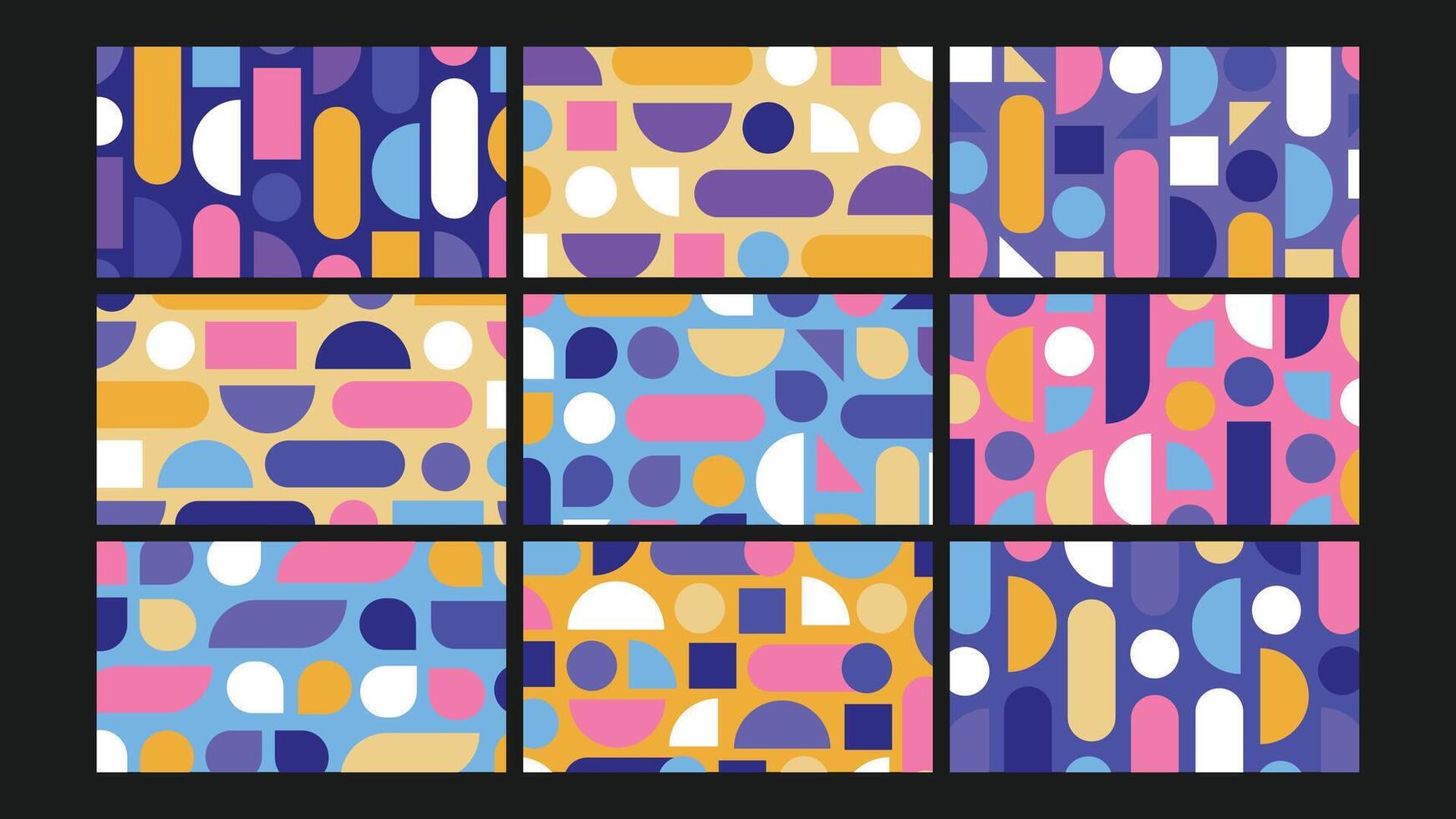 Retro Abstract Colorful Shape Background Set vector
