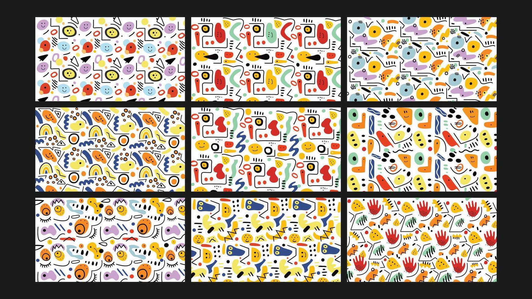 Vibrant Abstract Drawing Background Set vector