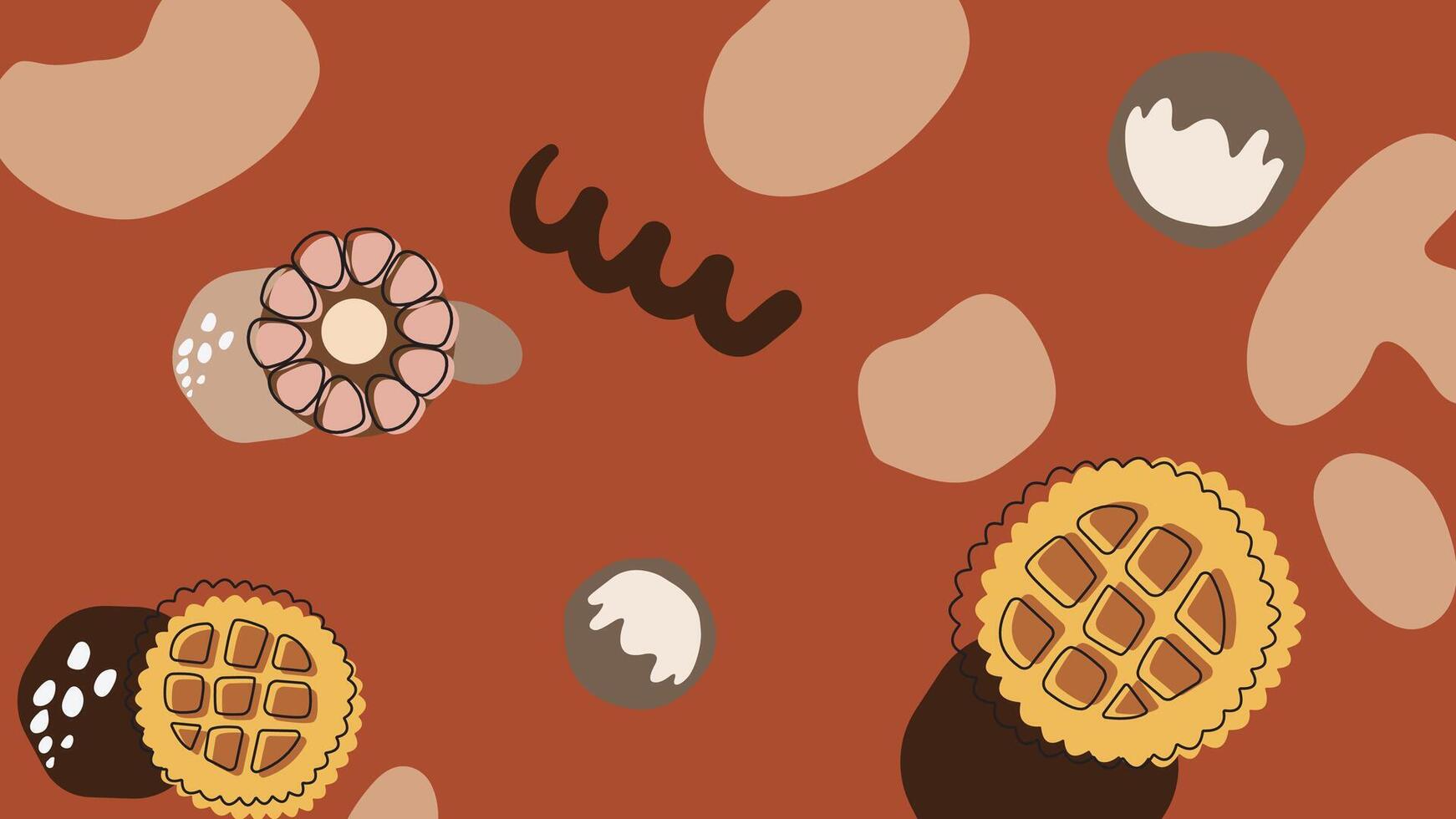 Gingerbread and flower cookie sweets background vector