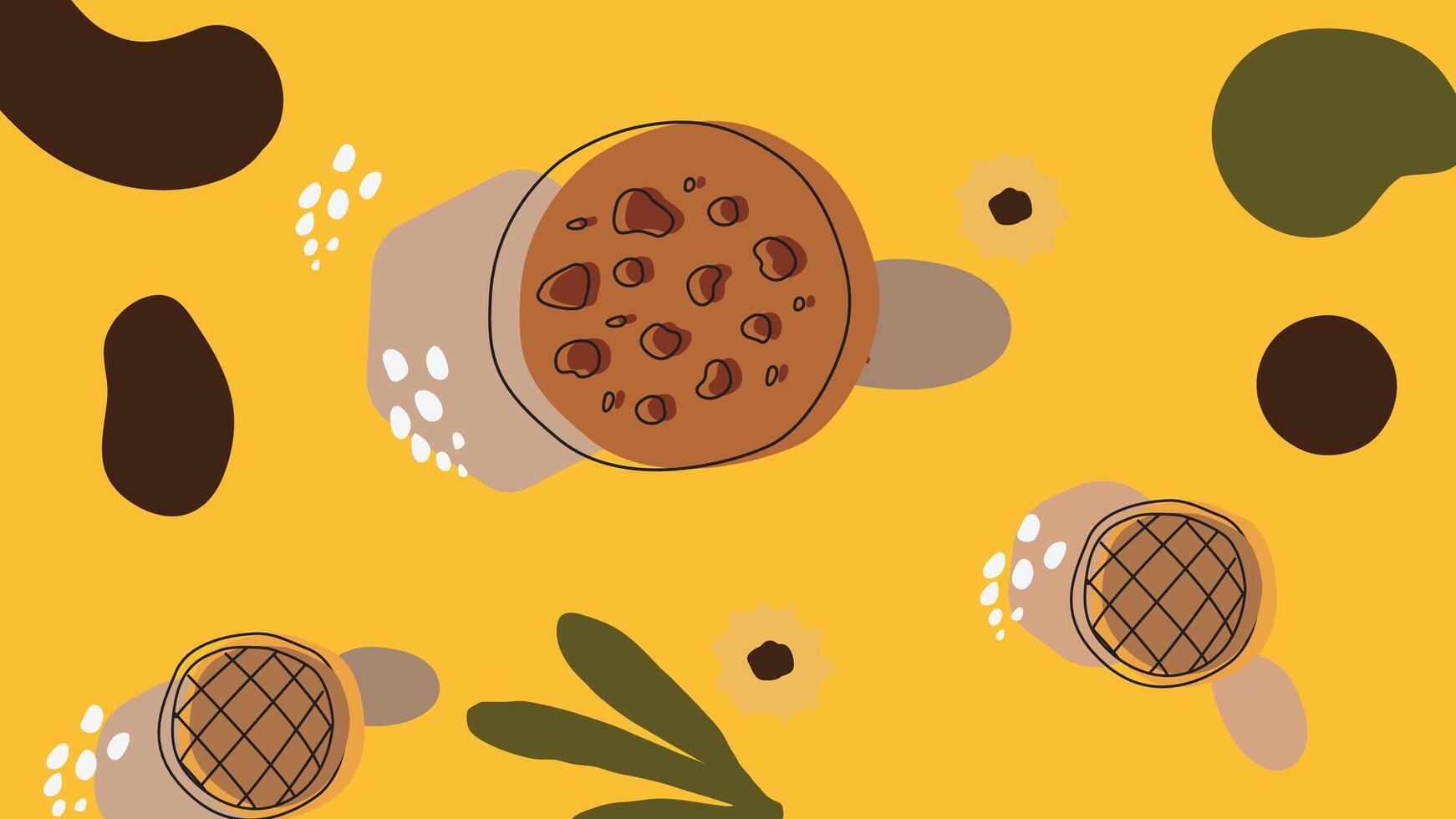 Chocolate chip cookies swirl biscuits background vector