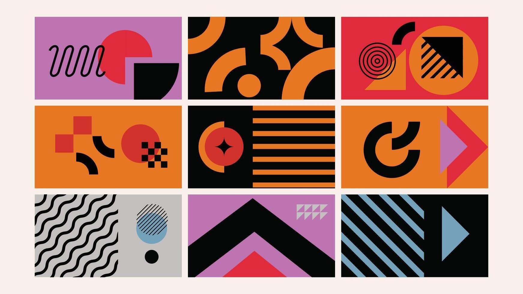 Bold Abstract Geometric Background Set vector