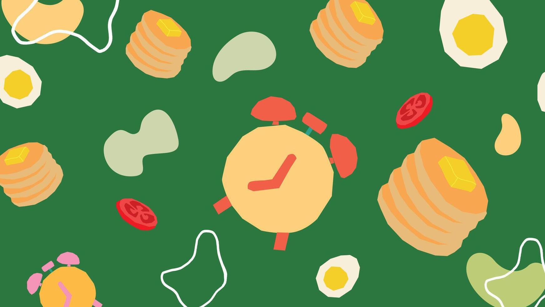 Breakfast time pancake and egg background vector