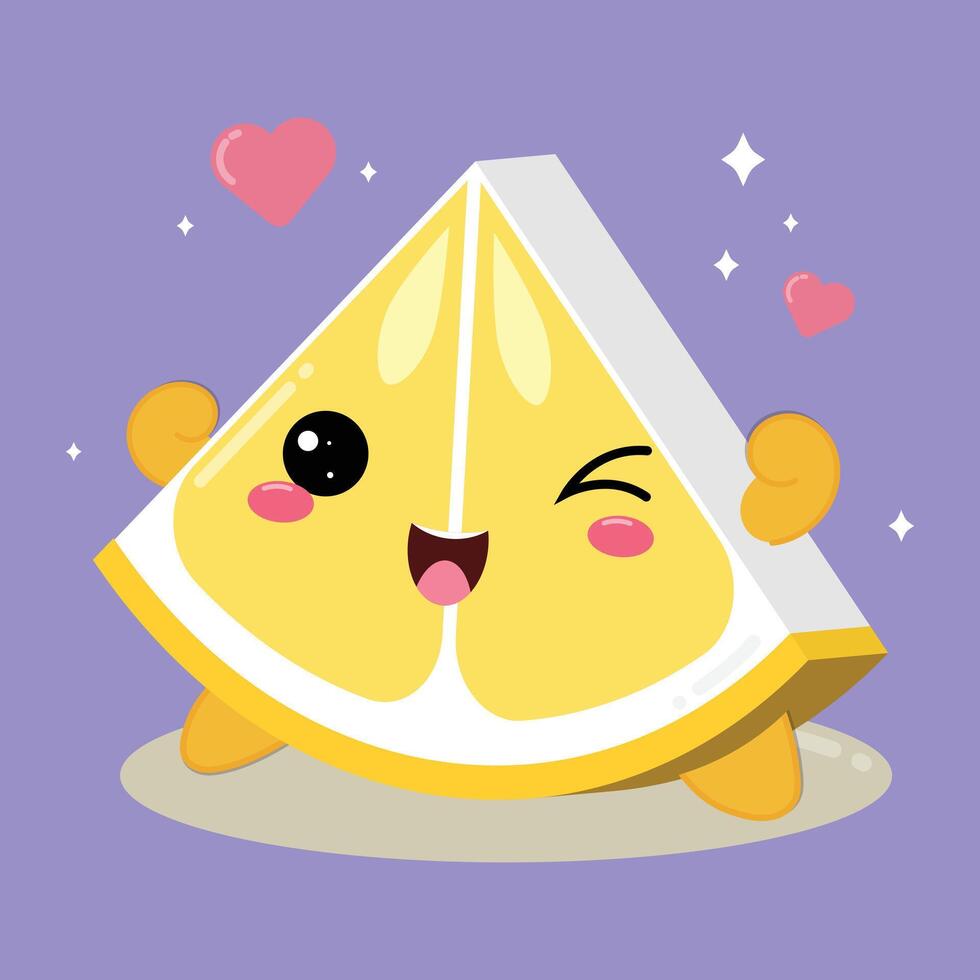 Illustration Of A Cute And Happy Cartoon Lemon Fruit Slice vector