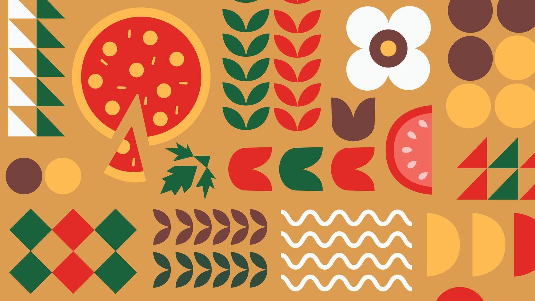 Windmill and pizza background vector
