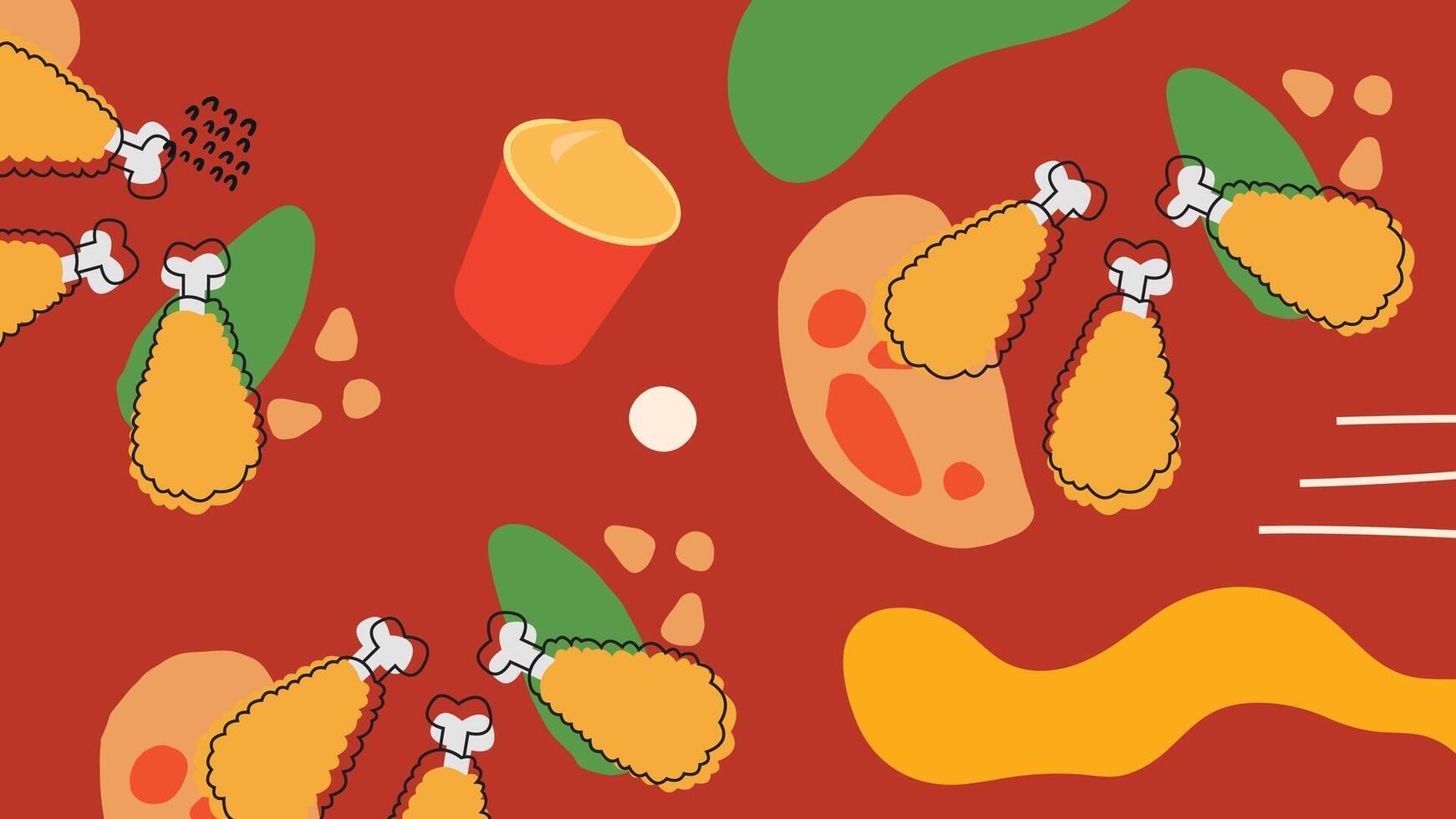 Fried Chicken and Sauce Background vector