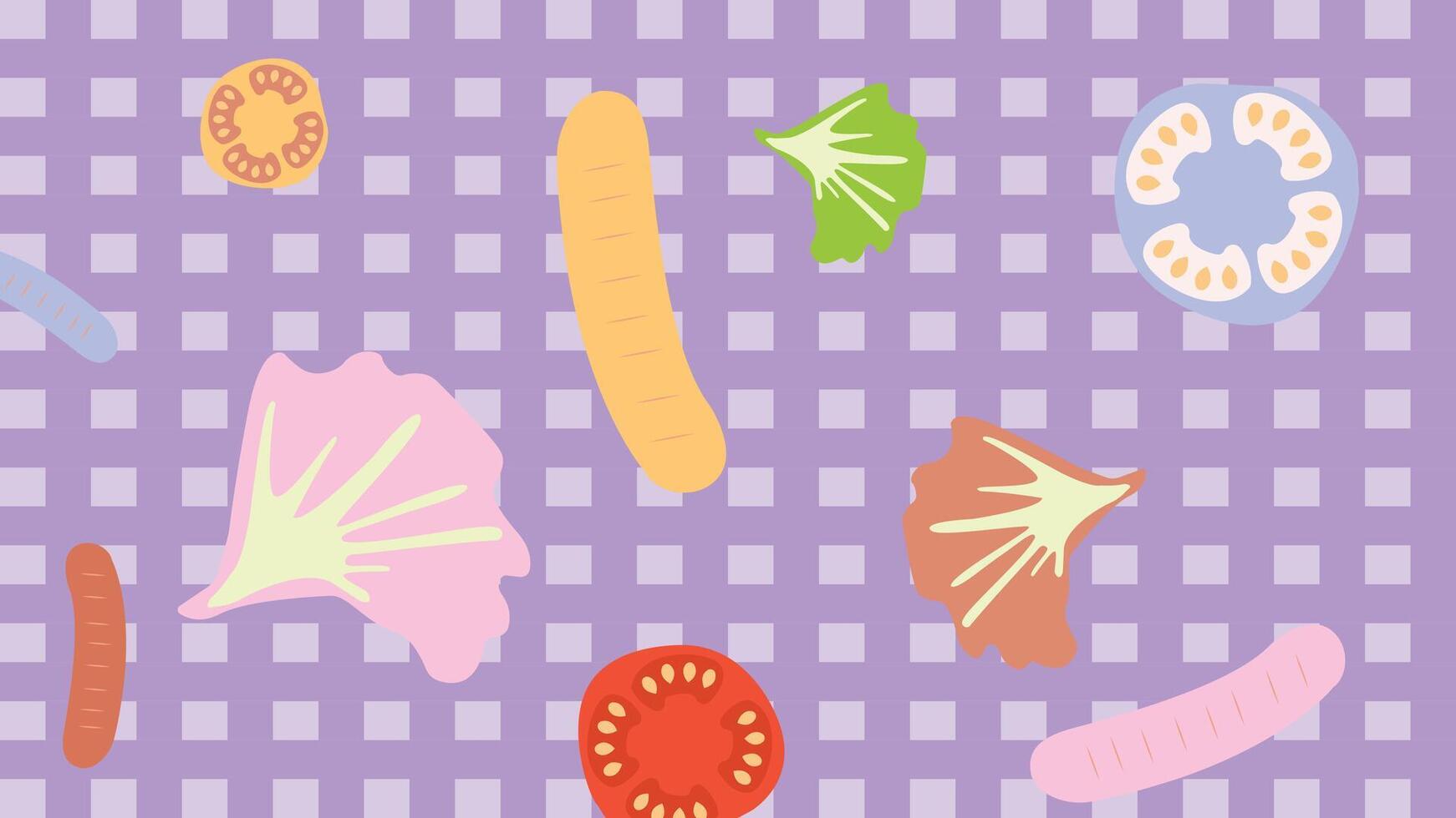 Salad and sausage breakfast background vector