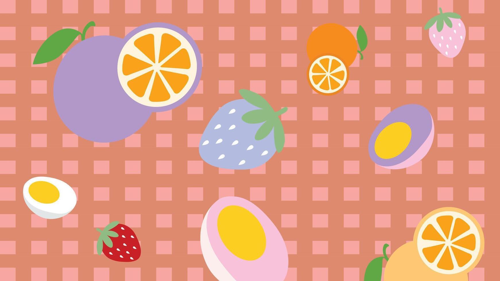 Fruit and egg breakfast background vector