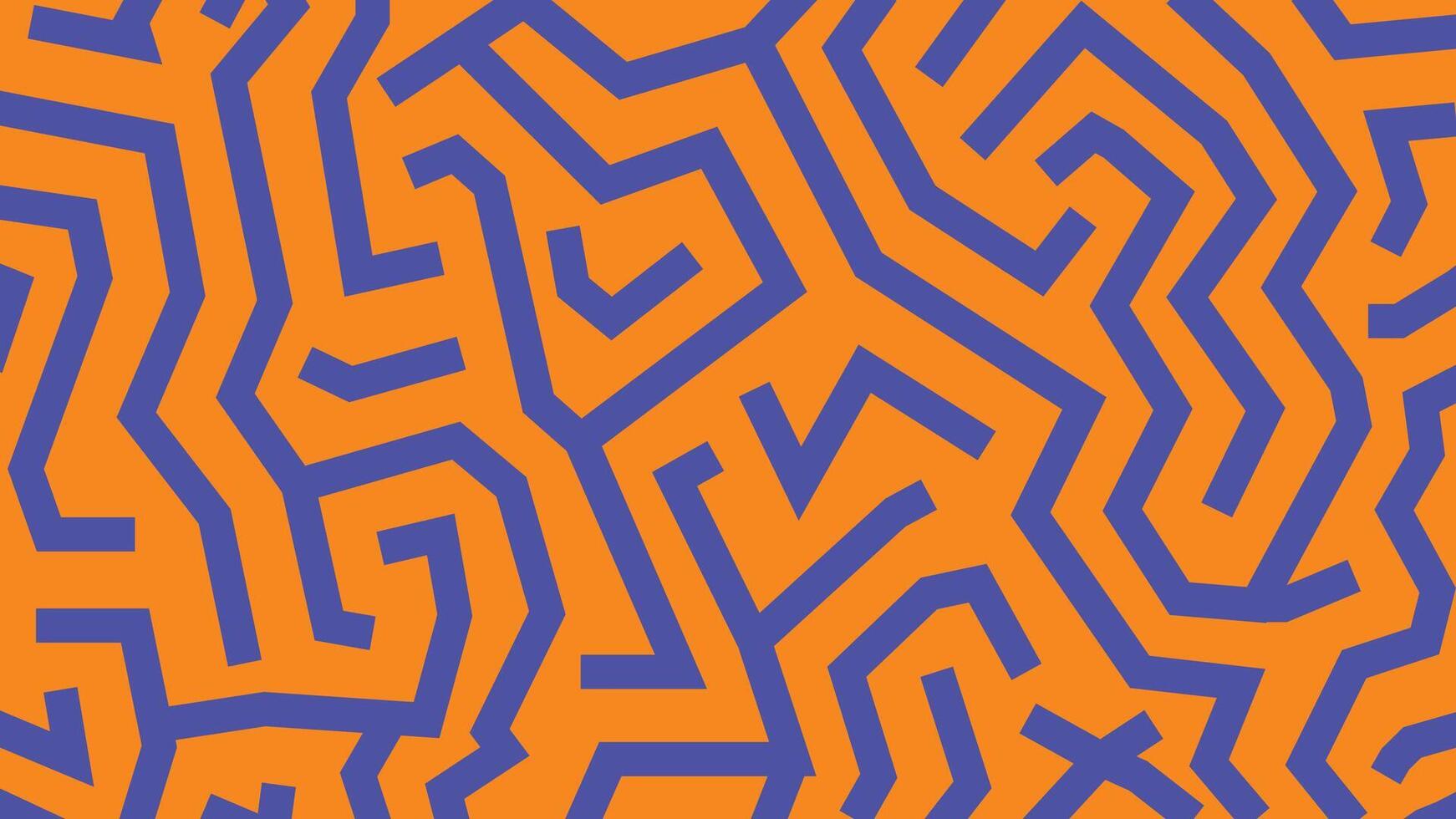Bold orange and purple abstract maze background vector