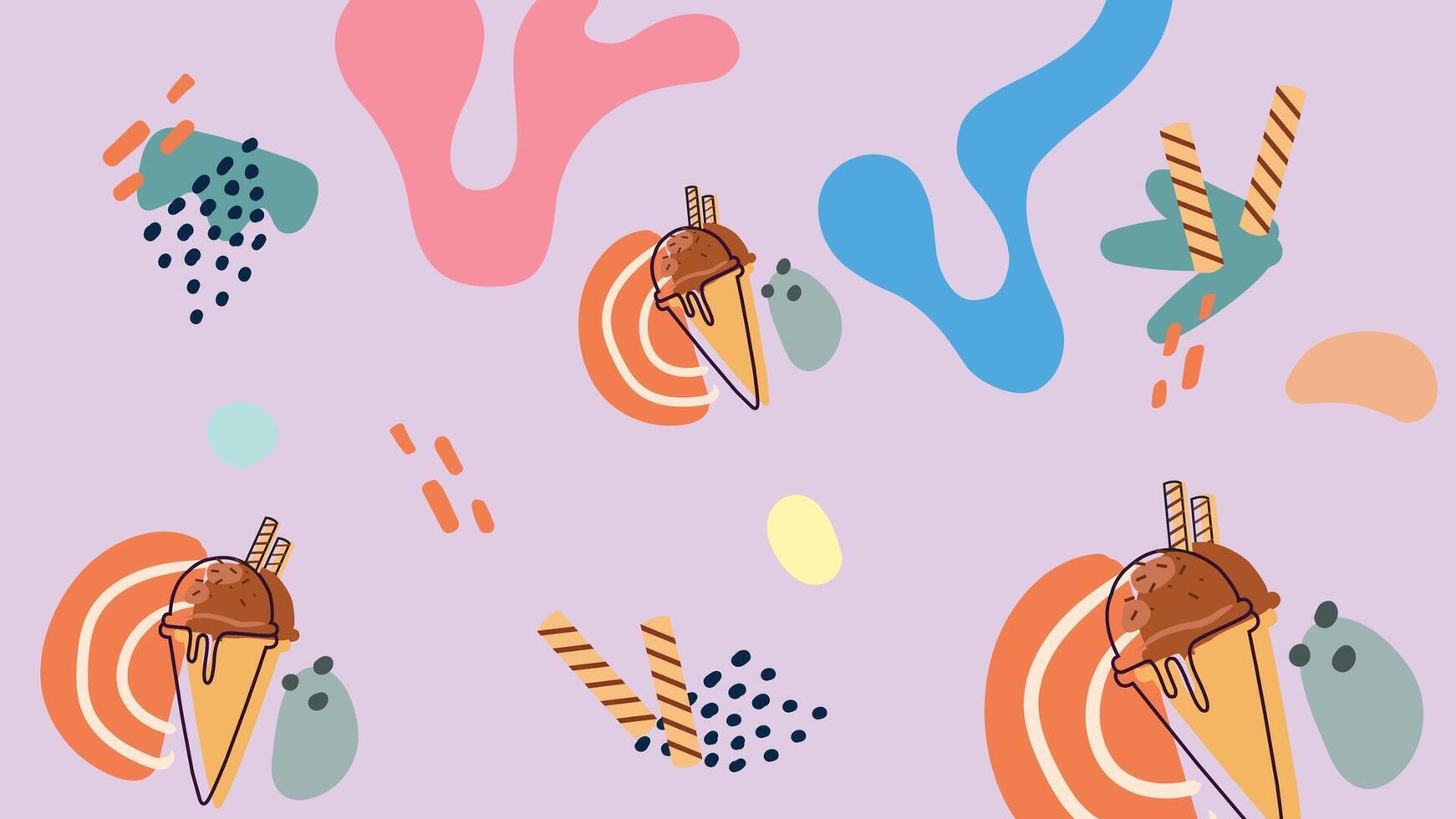 Chocolate Ice Cream Doodle Background vector