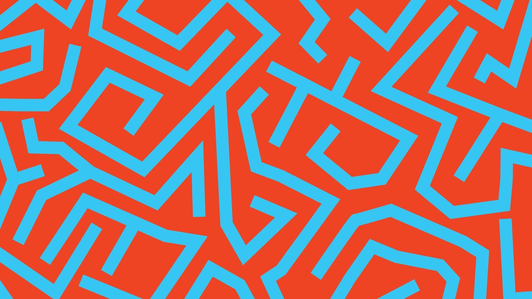 Cyan maze lines on bold red background vector