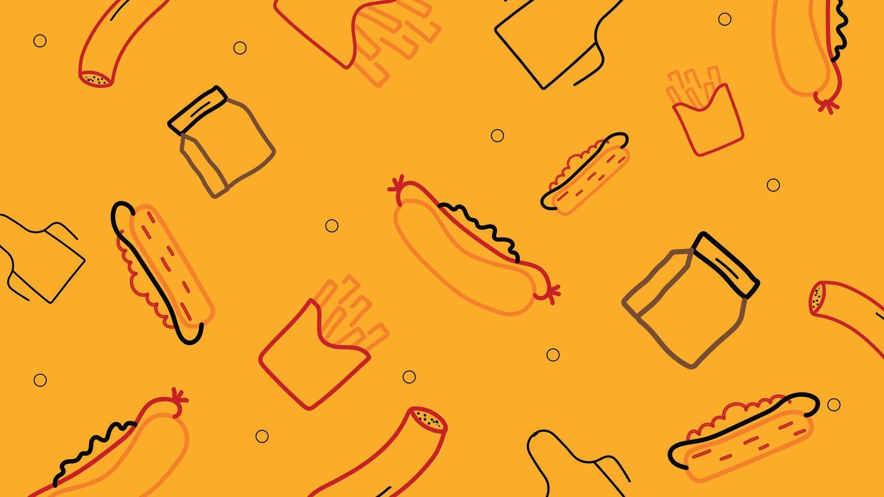 Hot dog and fry background vector