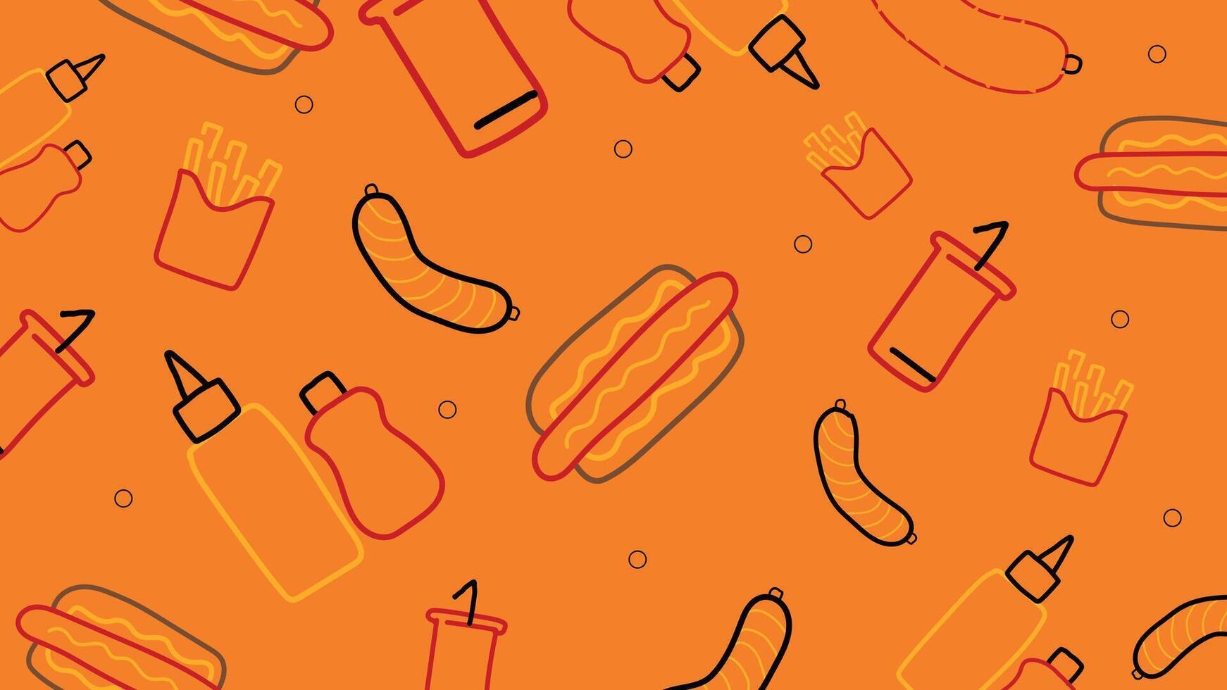 Fast food elements background vector