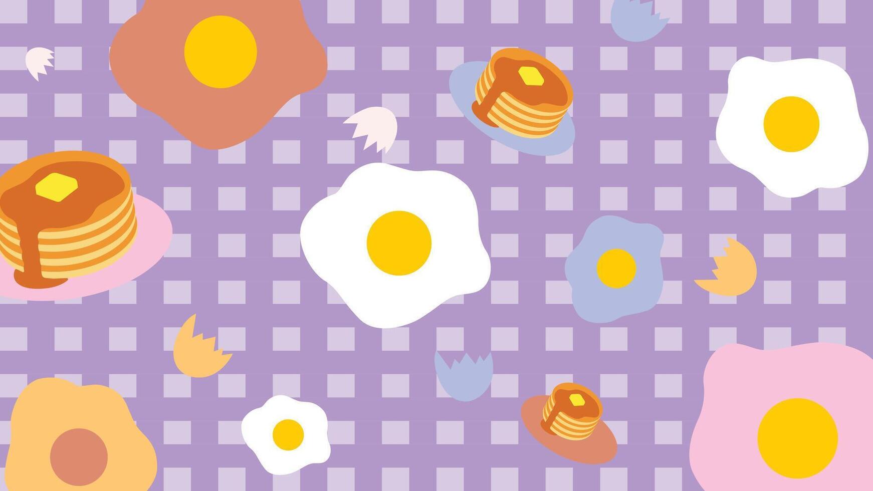 Pancakes and fried eggs background vector