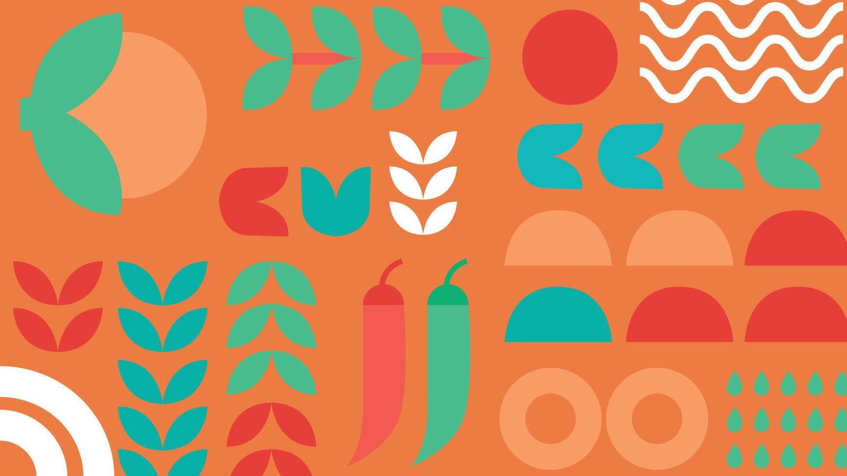 Chili pepper and veggie forms background vector