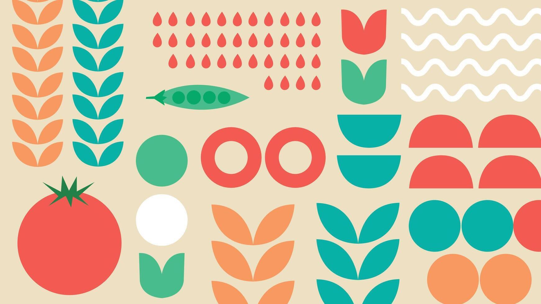 Tree and tomato abstract background vector