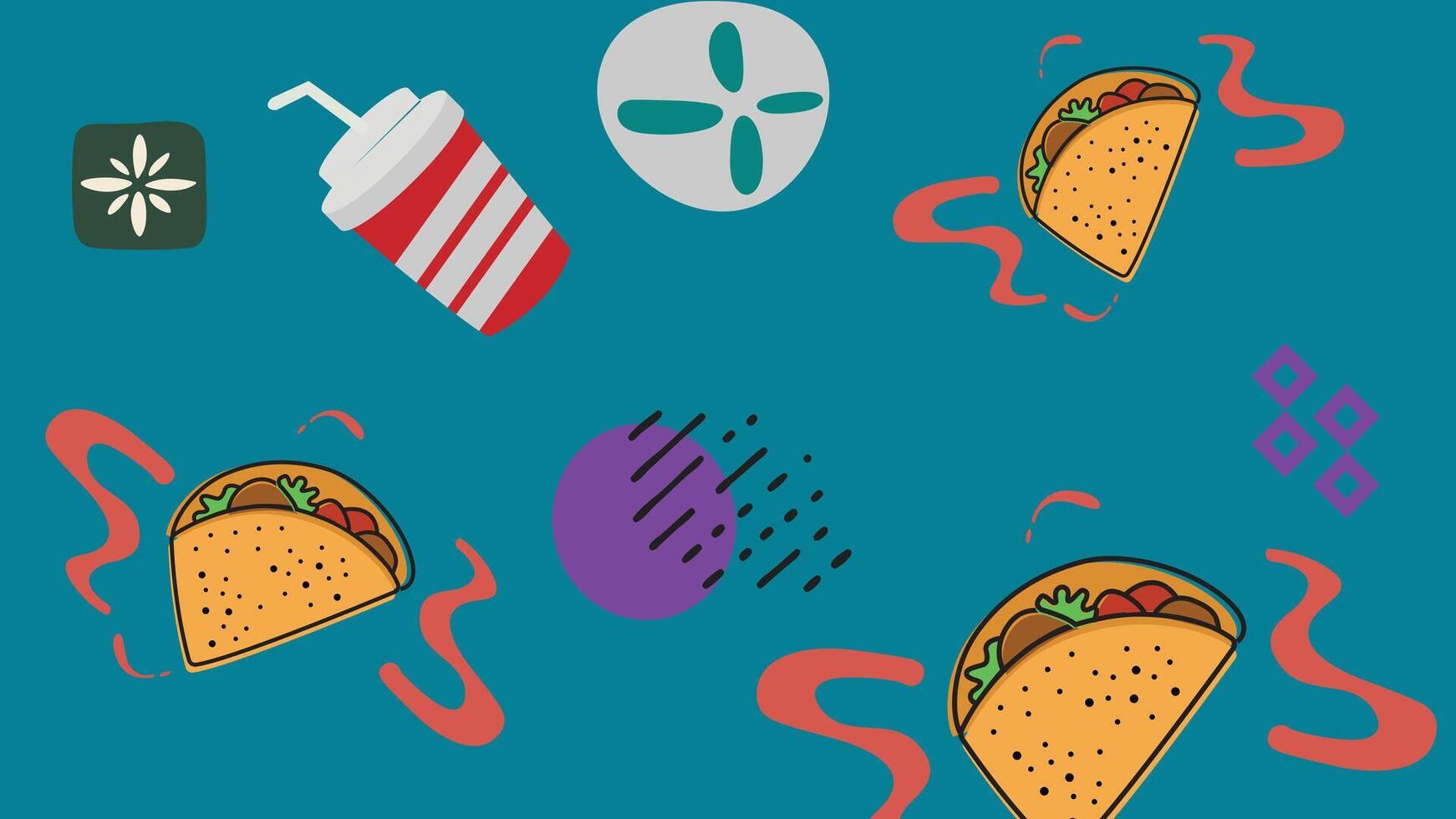 Tacos and Soda Fun Background vector