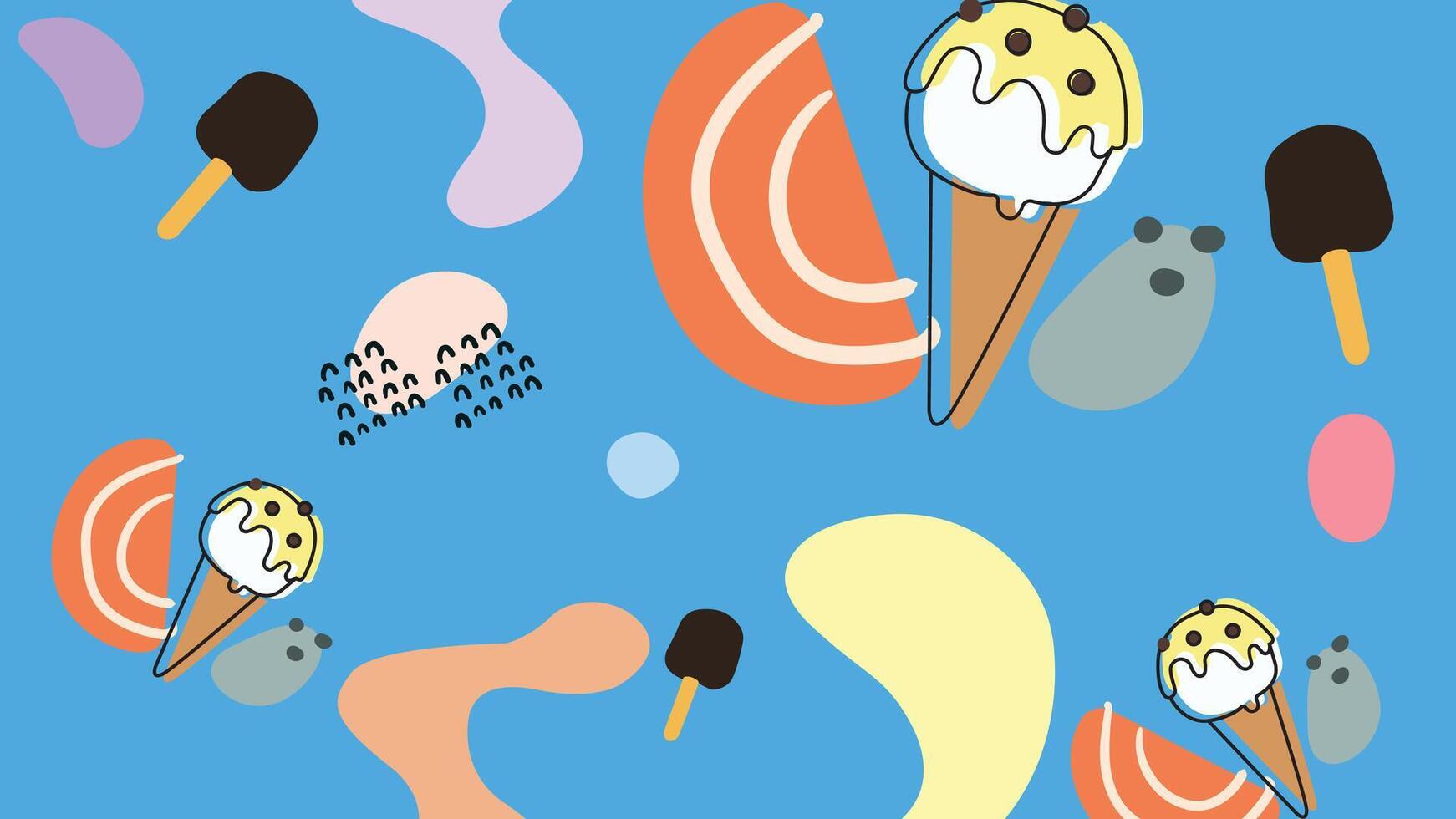 Strawberry Ice Cream Fun Background vector